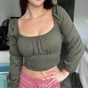 windsor olive green long sleeve top